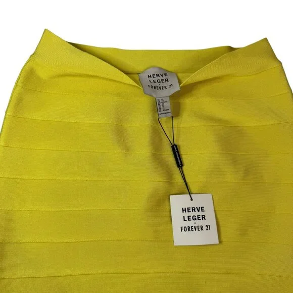 Hervé Léger for Forever 21 Yellow Bandage Mini Skirt Women’s Size XL NWT Bodycon - Picture 6 of 7